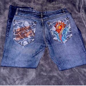 Christian Audigier Ed Hardy Jeans Embroidered Cobra 2000s mens jeans  baggy fit